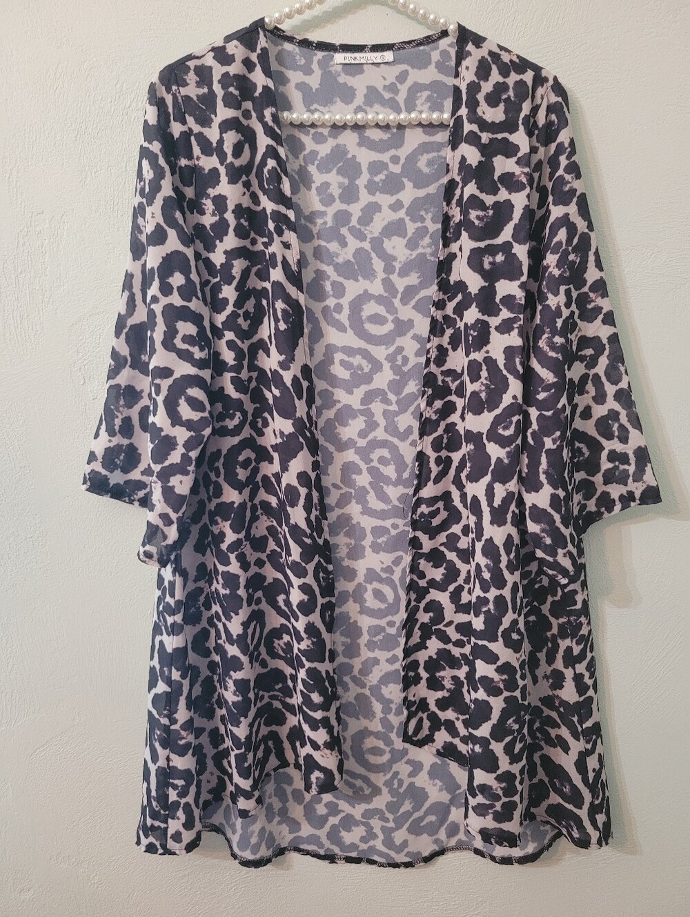 Pink Milly Leppard Print Stylish Open Kimono Size Small